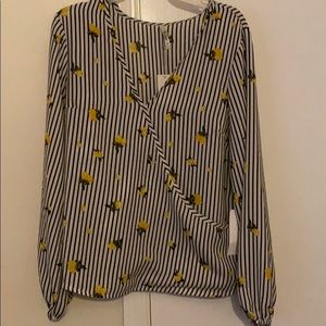 Sheer shirt with yellow roses